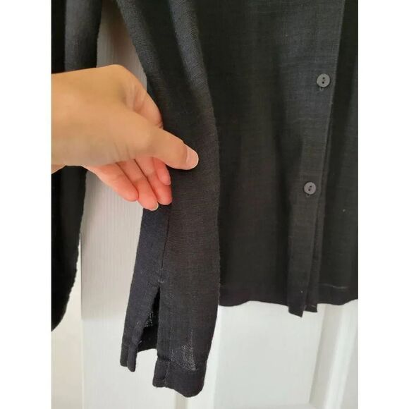 Eileen fisher black  linen blend blouse M - Picture 2 of 9